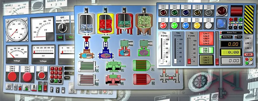 Symbol Factory, la bibliothèque de symboles graphiques pour l'automatisation industrielle avec pompes, vannes, moteurs, réservoirs, automates, tuyauterie, symboles ISA