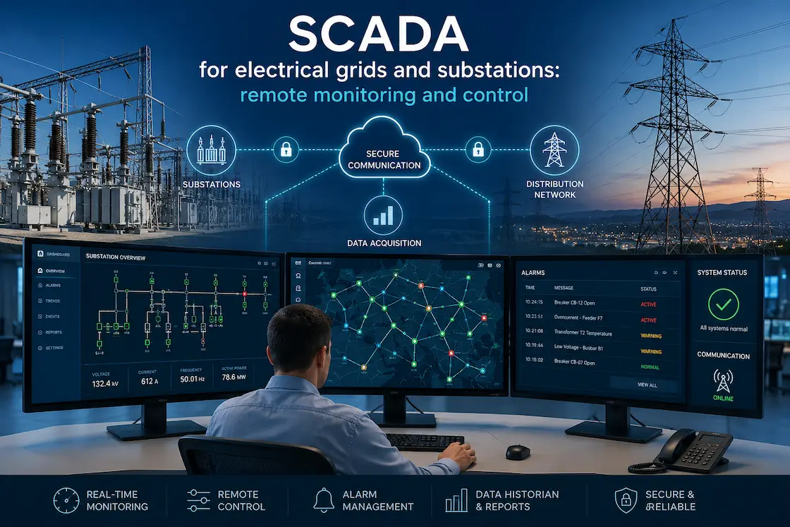 SCADA for electrical grids and substations: remote monitoring and control