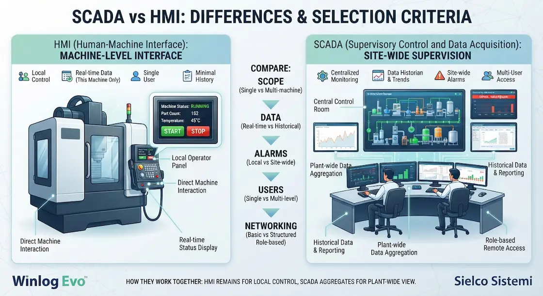 SCADA vs HMI: supervision vs operator interface and how to choose