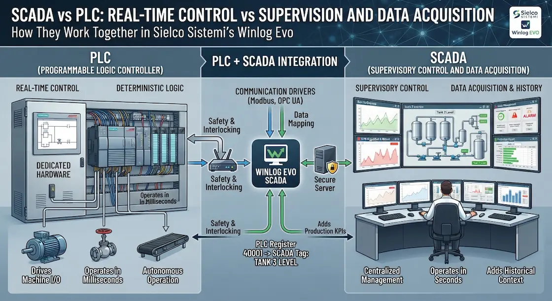 SCADA vs PLC: real-time control vs supervision and data acquisition